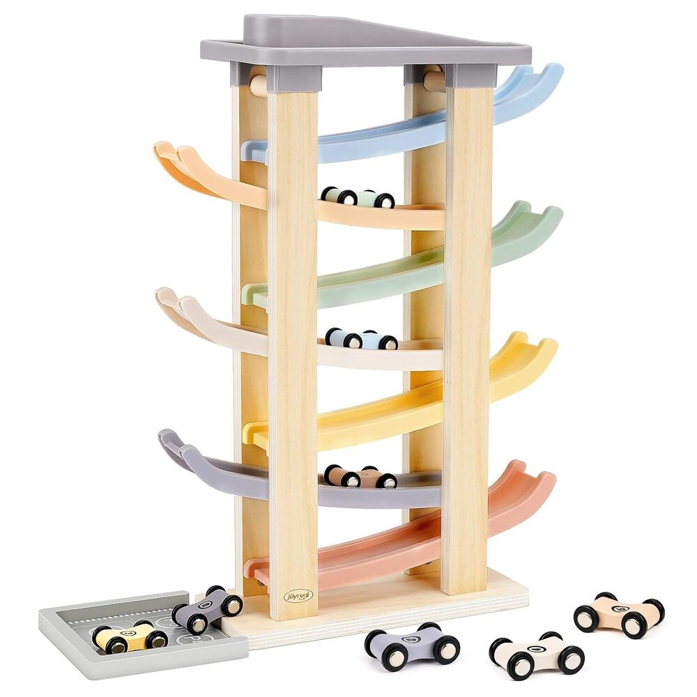 Montessori Toddler Toys for 1 2 3 Year Old - 7 Level Wooden Car Ramp
